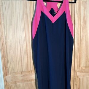 Pink and Navy Racerback Shift Dress